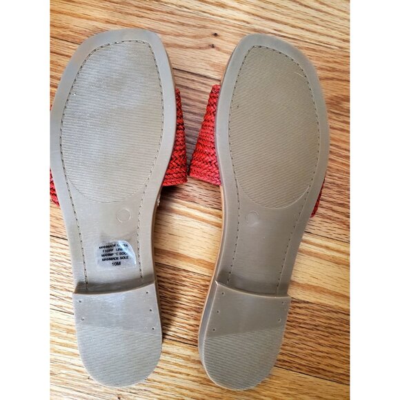 Crown Vintage Womens Red Woven Slide Sandals Made In Italy 10M Manmade Upper - Picture 4 of 6